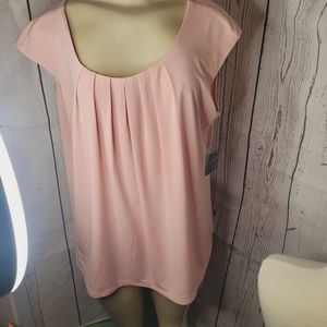 Kasper Brand New Blouse With Scoop Neck & Pleated Front